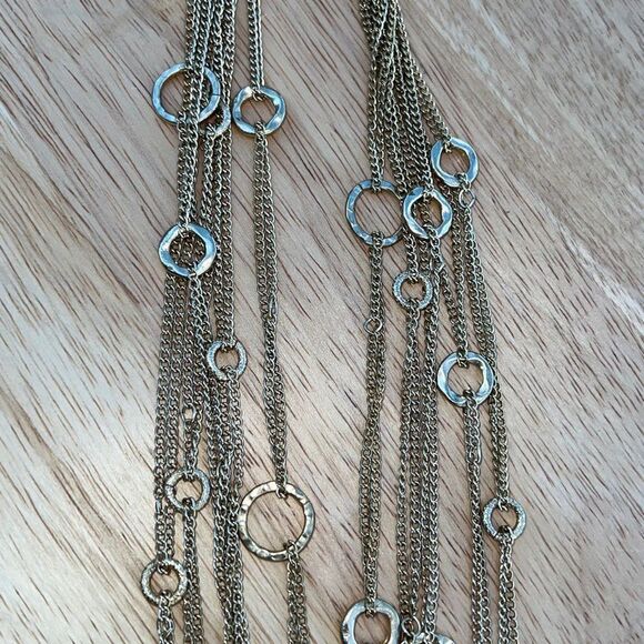 Vintage Hammered O Multi Strand Gold Chain Necklace - Picture 4 of 7